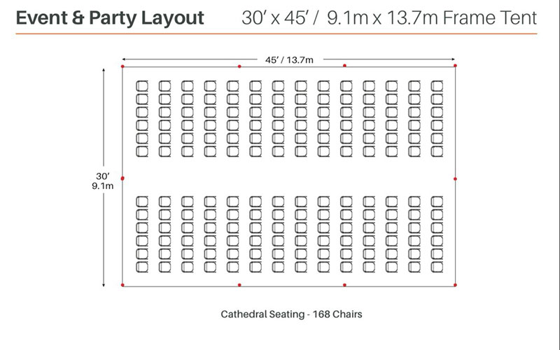 30x45 framed tent with ceremony seating